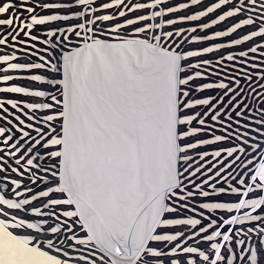 Grey Spaghetti Strap Bodysuit